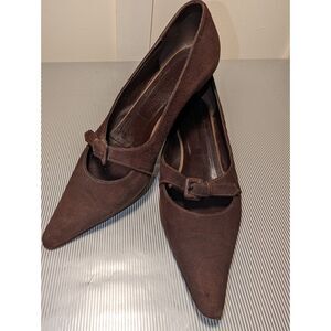 Vintage Bottega Veneta Brown Suede Kitten Heel Shoes, Women's Size 37